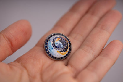 Astronomical Clock Lapel Pin, Gift for Men, Boyfriend Gift, Father Gift, Birthday Gift for Him, Prague Clock, Souvenir From Prague, C.1