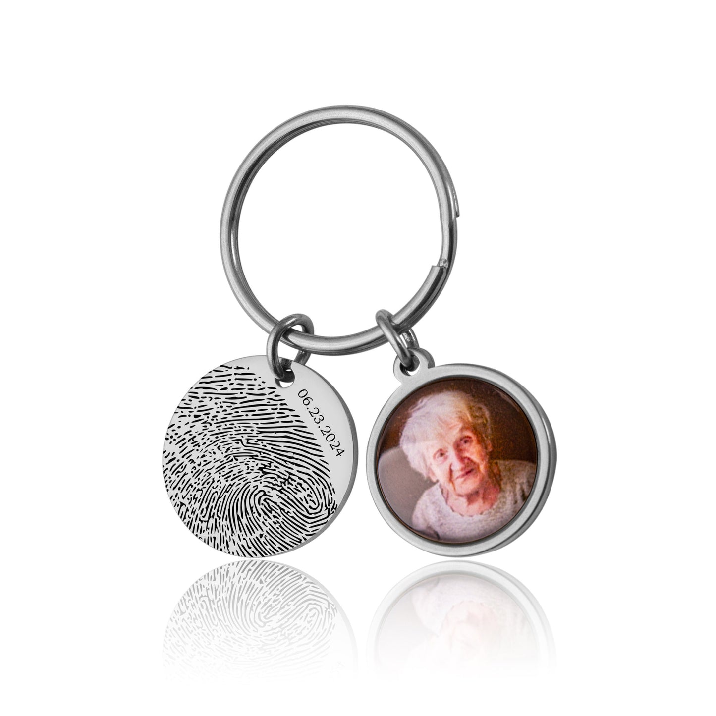 Memorial Keychain With Photo And Actual Fingerprint, Loss Of Father, Loss Of Dad, Custom  Keyring, Personalized Remembrance Gift, C.1