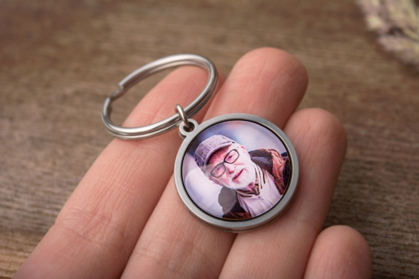 Fingerprint And Photo Memorial Keychain, Loss Of Father, Loss Of Dad, Custom Keyring, Personalized Remembrance Sympathy Grief Gift, C.1