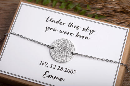 Custom Star Map Bracelet by Date, Star Map Jewelry, Birthday Gift for Her, Anniversary Gift for Women, Personalized Wedding Gift, AP.1