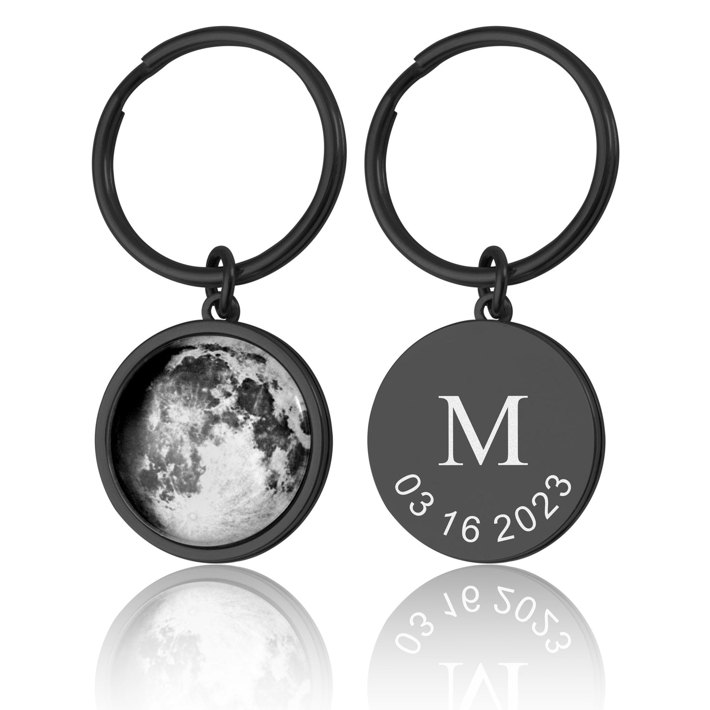 Moon Phase By Date Keychain For Boyfriend Or Girlfriend, Custom Moon Keyring, Personalized Anniversary Gift For Men, Birthday Gift Him, RP.1
