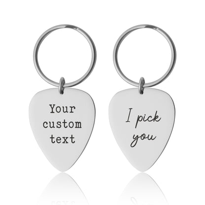 Personalized Guitar Pick Keychain With Custom Words, Gift For Guitarist, Musician, Music Lover, Bandmate, Boyfriend, Men, Band Member C.2