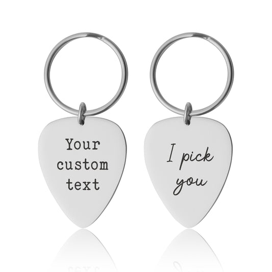 Personalized Guitar Pick Keychain With Custom Words, Gift For Guitarist, Musician, Music Lover, Bandmate, Boyfriend, Men, Band Member C.2