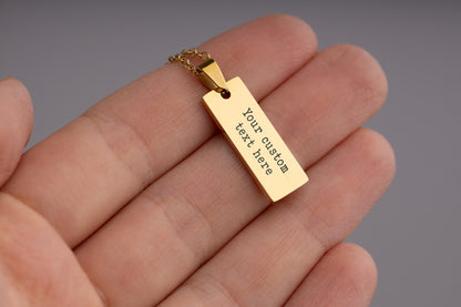 Custom Engraved Bar Necklace - Personalized Vertical Name Pendant, Jewelry Gift for Her, Dainty Necklace for Women, Anniversary Gift, KP.2