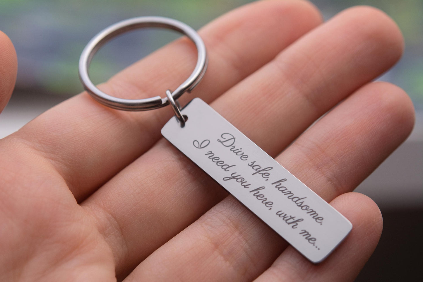 Morse Code Keychain with Secret Message, Custom Engraved Keyring, Personalized Jewelry Gift for Her or Him, Boyfriend or Girlfriend, C.2