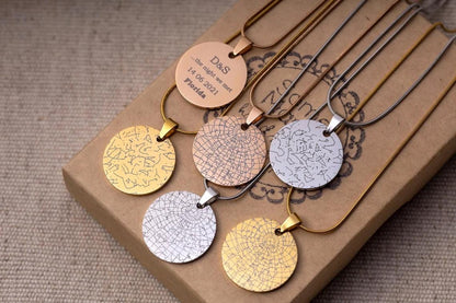 Custom Star Map by Date Necklace, Personalized Engraved Star Map Pendant, Birthday Gift for Women, Gift for Wife, Gold Anniversary Gift RP.2