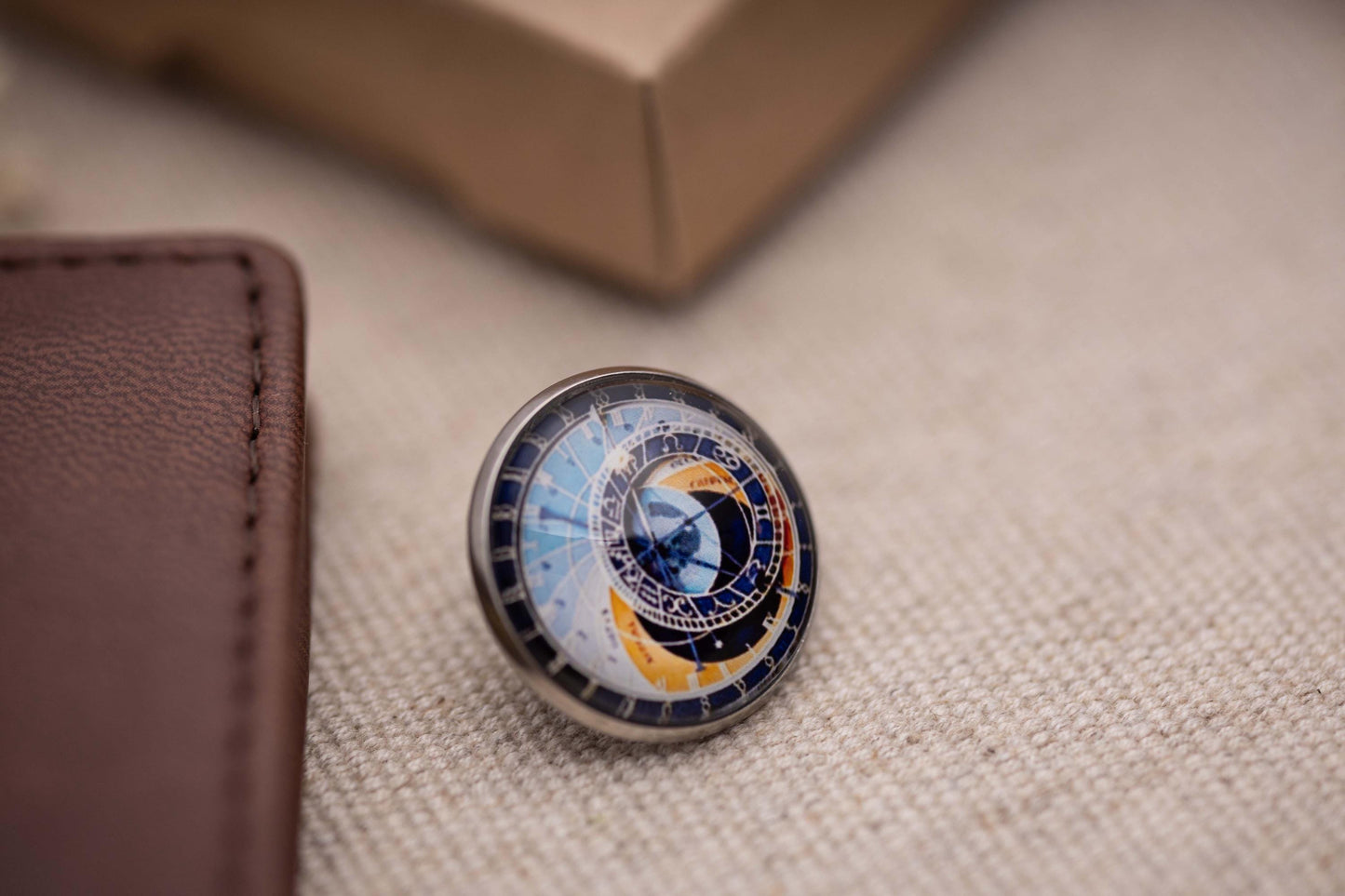 Astronomical Clock Lapel Pin, Gift for Men, Boyfriend Gift, Father Gift, Birthday Gift for Him, Prague Clock, Souvenir From Prague, C.1