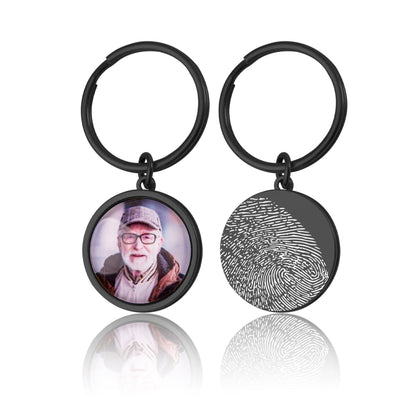 Fingerprint And Photo Memorial Keychain, Loss Of Father, Loss Of Dad, Custom Keyring, Personalized Remembrance Sympathy Grief Gift, C.1