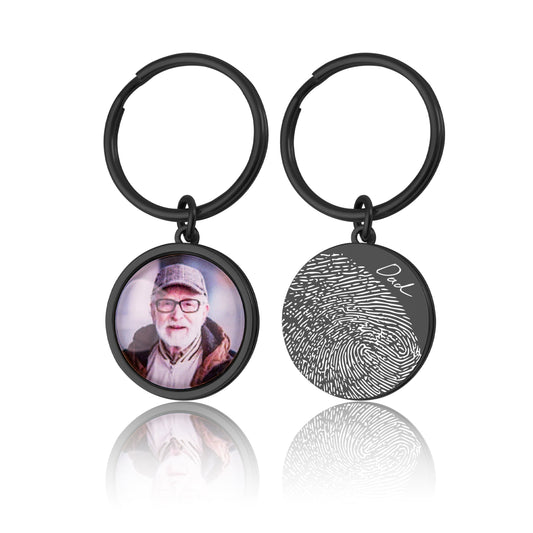 Fingerprint And Photo Memorial Keychain, Loss Of Father, Loss Of Dad, Custom Keyring, Personalized Remembrance Sympathy Grief Gift, C.1