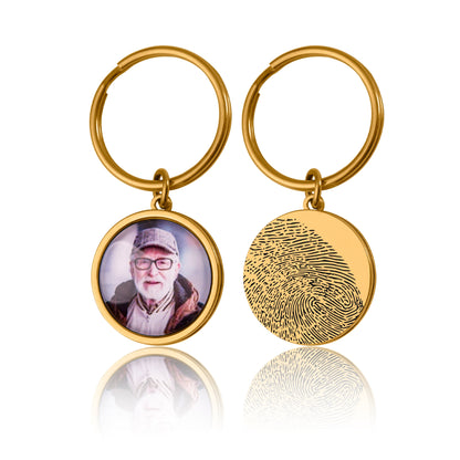 Fingerprint And Photo Memorial Keychain, Loss Of Father, Loss Of Dad, Custom Keyring, Personalized Remembrance Sympathy Grief Gift, C.1