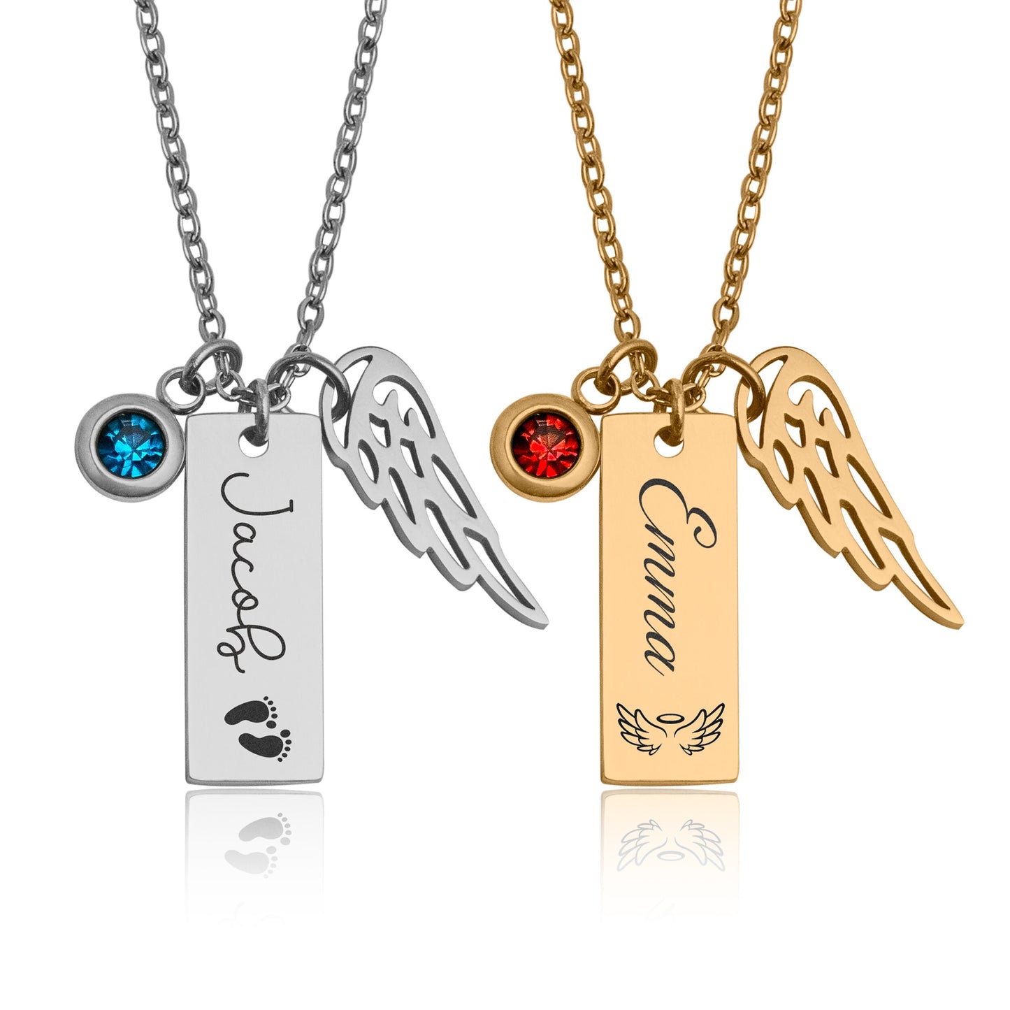 Memorial Keepsake Necklace With Birthstone And Angel Wing, Sympathy Gift For Baby Loss, Grief Gift, Miscarriage Of Child Keepsake, KP.5