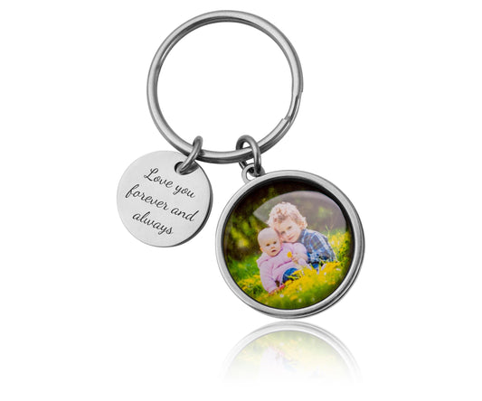 Custom Keychain with Your Photo and Engraving – Personalized Birthday Gift for Mom, Dad, Grandma or Grandpa | Keyring Custom Picture, C.1