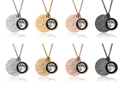 Personalized Moon Phase and Star Map by Date Necklace, Mother's Day Gift for Mom, Birthday Gift for Daughter, Custom Birth Jewelry, KP.7