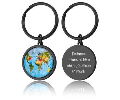 Custom Map Keychain with Hearts in Chosen Locations or Places  Personalized Long Distance Relationship Gift for Boyfriend, Girlfriend, C.1