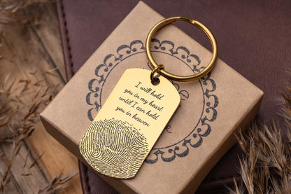 Fingerprint Keepsake Keychain with Handwriting, Fathers Day Keepsake, Custom Memorial Gift, Loss of Father or Mother Personalized Gift, C.2