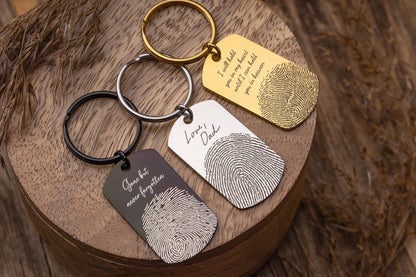 Actual Fingerprint & Handwriting Keychain - Personalized Memorial Gift, Custom Bereavement Gift, Comfort, Support and Remembrance Gift, C.2