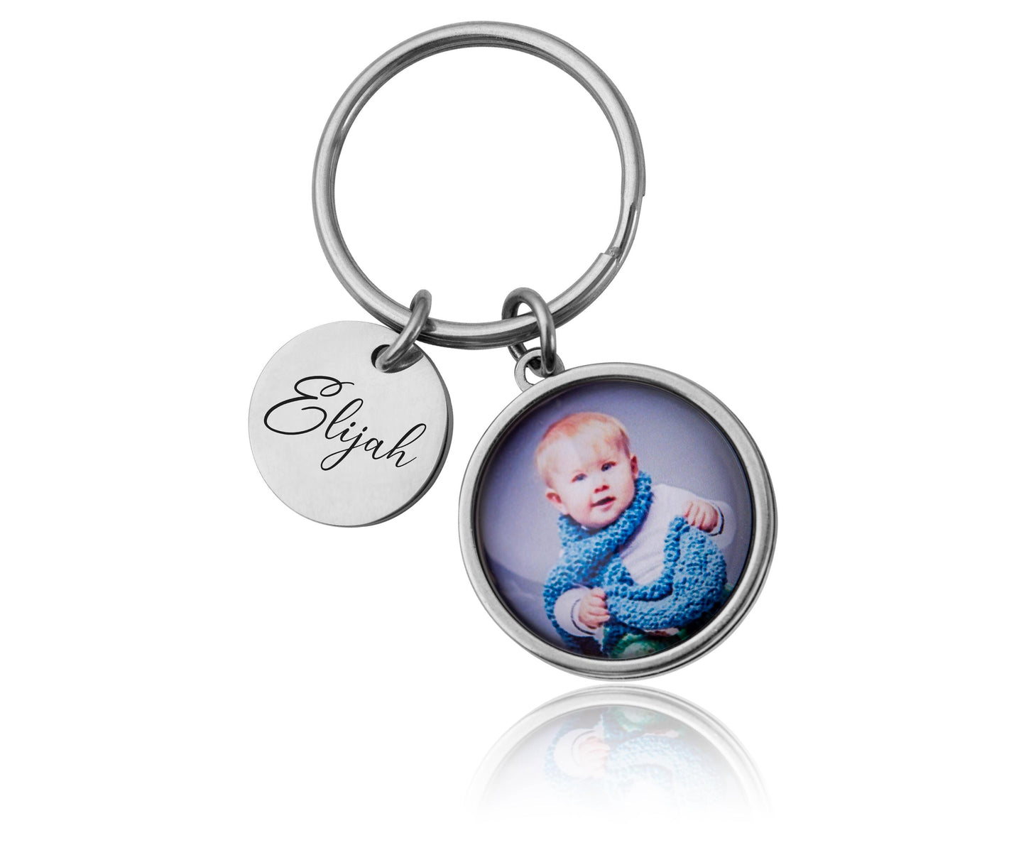 Custom Keychain with Your Photo and Engraving – Personalized Birthday Gift for Mom, Dad, Grandma or Grandpa | Keyring Custom Picture, C.1