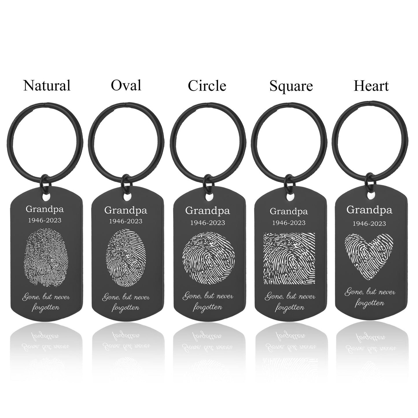 Actual Fingerprint Keychain - Personalized Memorial Keepsake with Custom Text - Sympathy, Condolence, or Bereavement Grief Gift for Him, C.2