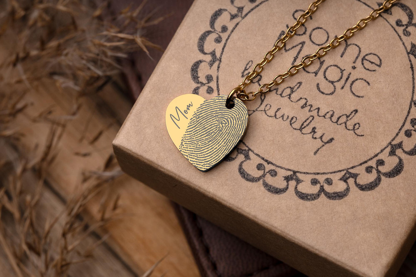 Actual Fingerprint Necklace With Angel Wing, Memorial Heart Jewelry, Loss Of Dad, Mom, Father, Mother, Personalized Sympathy Grief Gift KP.2