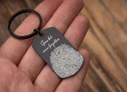 Actual Fingerprint Keepsake Keychain with Custom  Engraved Handwriting, Loss of Father Memorial Gift,  Keyring, Personalized Grief Gift, C.2