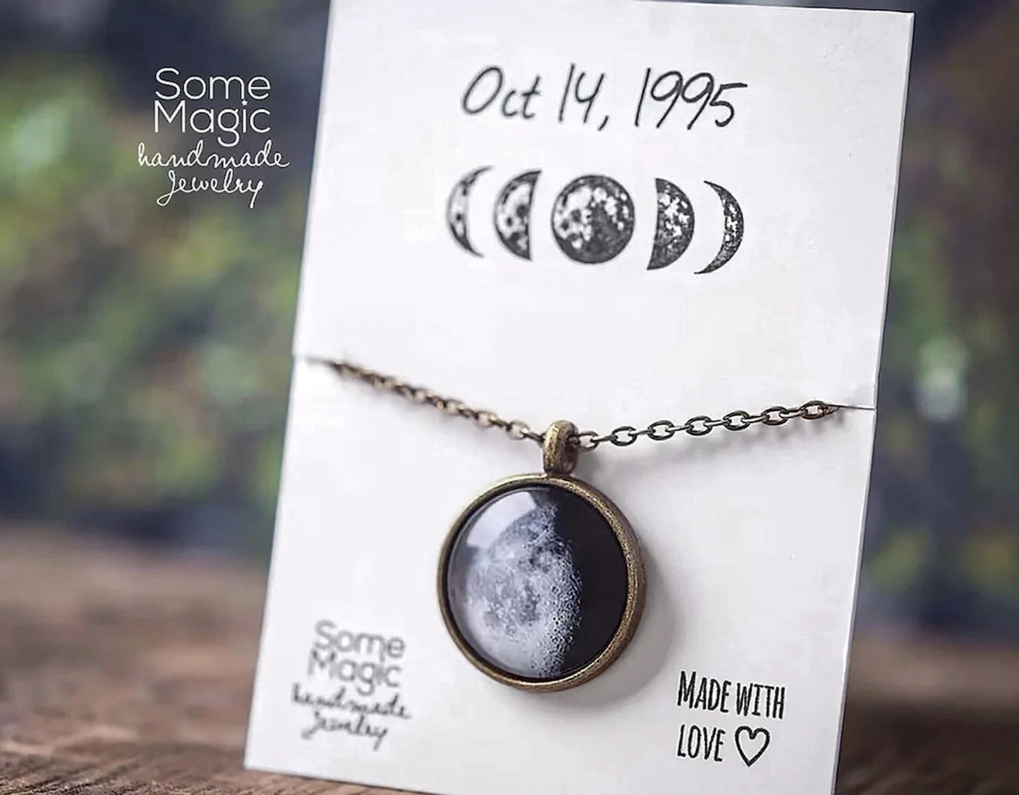 Personalized Moon Phase Necklace for Her Showing the Moon from Your Special Date - a Meaningful Birthday or Anniversary Gift for Women, KP.7