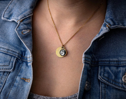 Personalized Moon Phase and Star Map by Date Necklace, Mother's Day Gift for Mom, Birthday Gift for Daughter, Custom Birth Jewelry, KP.7