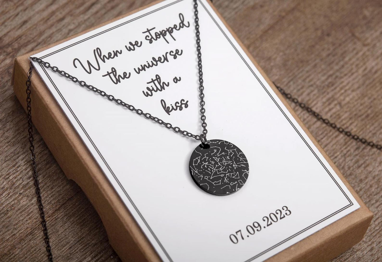 Personalized Star Map Necklace, Engraved Custom Gift for Her, Birthday Gift for Women, Wedding Anniversary Gift for Wife, KP.10