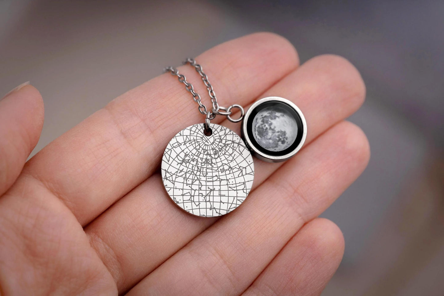 Custom Moon Phase and Star Map Necklace, Special Date Personalized Jewelry, Birthday Gift for Daughter, Mother's Day Gift for Mom, KP.7