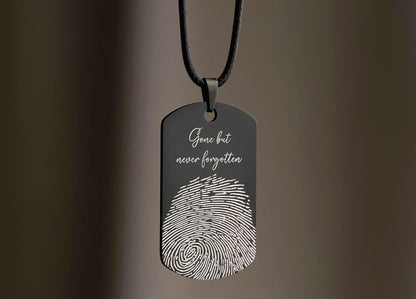 Actual Fingerprint Necklace For Him, Custom Memorial Pendant For Men, Personalized Grief Gift With Handwriting, Loss Of Father Keepsake, C.2