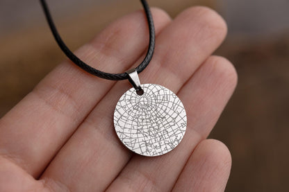 Star Map Necklace for Men, Boyfriend Anniversary Gift, Custom Birthday Gift For Him, Personalized Gift For Husband, Cord Necklace, RP.2