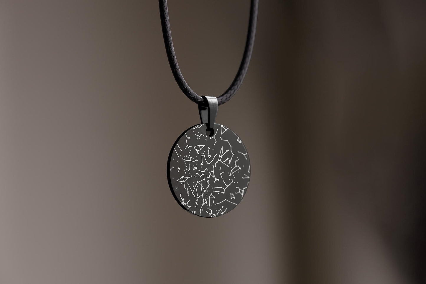 Personalized Star Map Necklace with Cord for Men - Custom Birthday Gift for Him - Boyfriend or Husband Anniversary Special Date Gift, RP.2