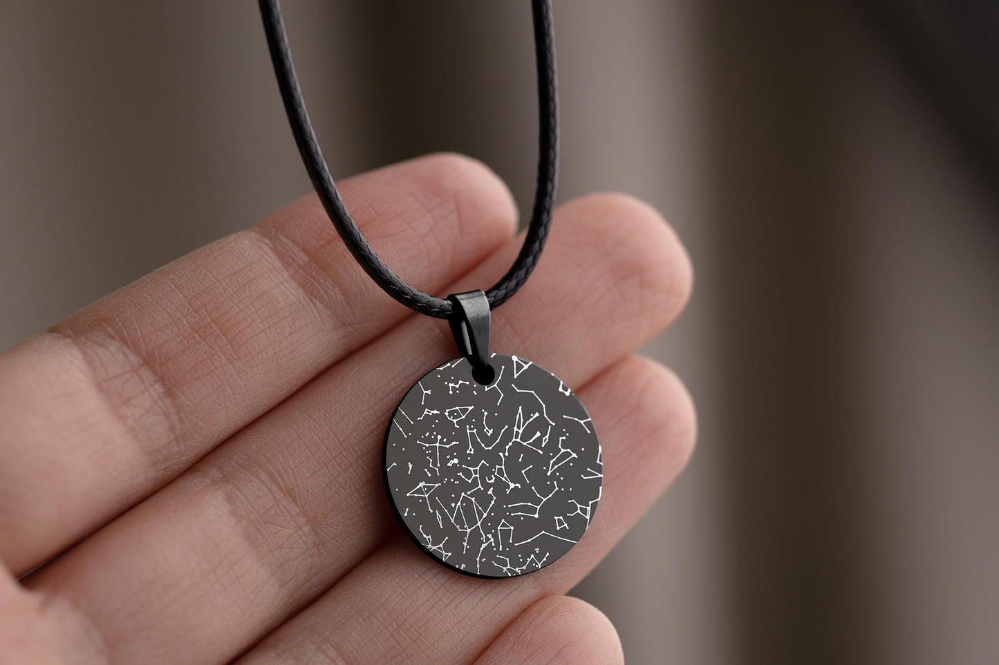 Personalized Star Map Necklace with Cord for Men - Custom Birthday Gift for Him - Boyfriend or Husband Anniversary Special Date Gift, RP.2