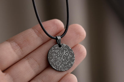 Personalized Star Map Necklace with Cord for Men - Custom Birthday Gift for Him - Boyfriend or Husband Anniversary Special Date Gift, RP.2