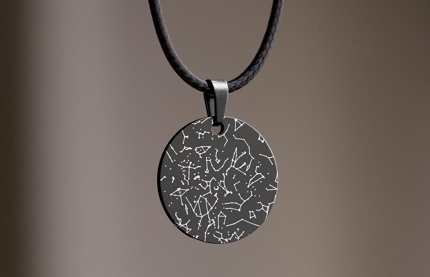 Star Map Necklace for Men, Boyfriend Anniversary Gift, Custom Birthday Gift For Him, Personalized Gift For Husband, Cord Necklace, RP.2