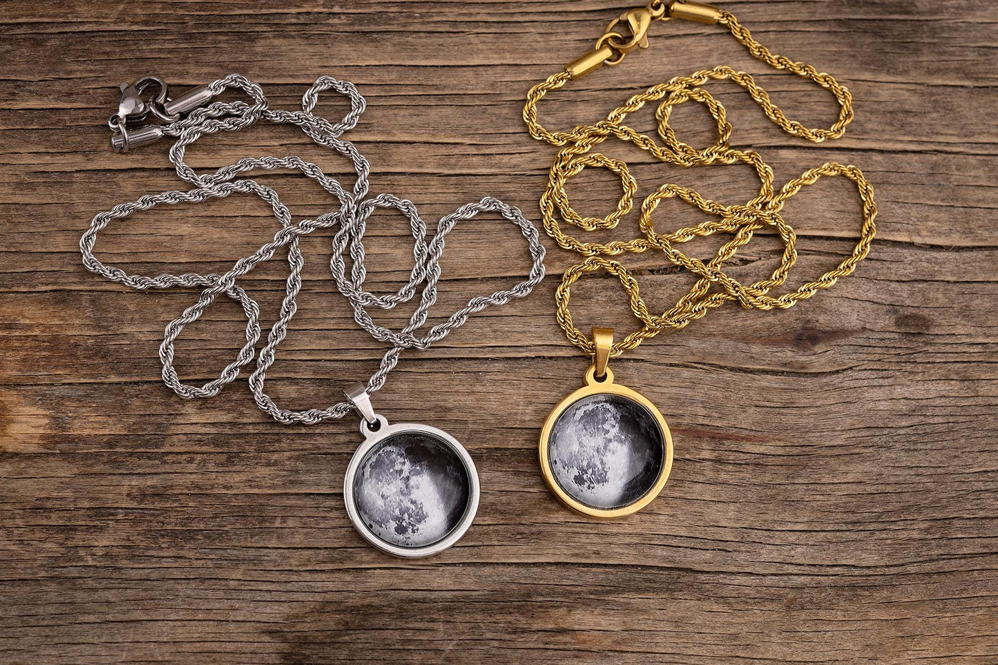 Custom Moon Phase Necklace with Twisted Chain, Birthday Gift for Mom, Personalized Jewelry Gift for Women, Anniversary Gift for Her, RP.1