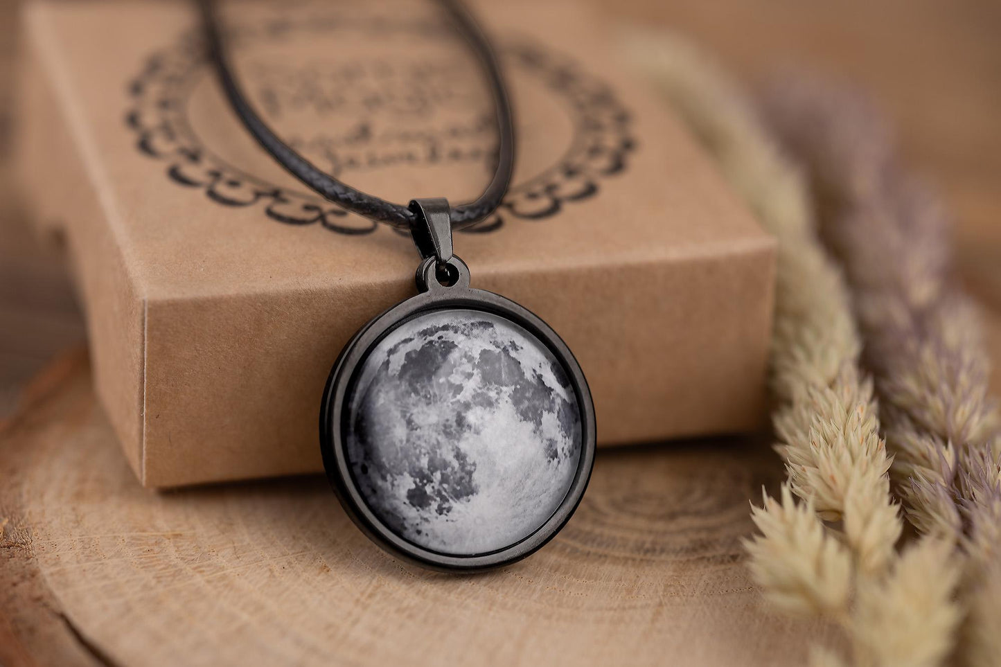 Moon Necklace for Him - Custom Pendant for Men with Moon Phase by Date, Personalized Jewelry Birthday or Anniversary Gift for Boyfriend RP.1