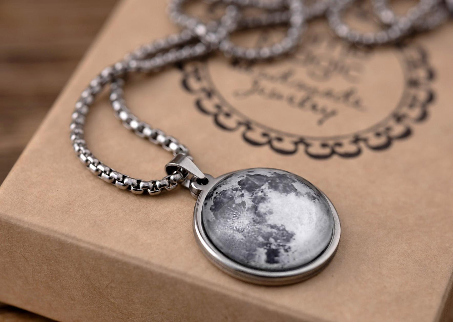 Custom Moon Necklace For Men, Moon Phase Jewelry, Personalized Anniversary Gift For Him, Birthday Gift For Dad, Father, Boyfriend Gift, RP.1