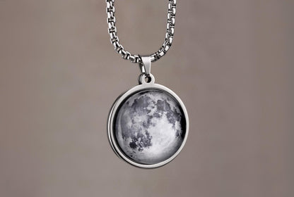 Custom Moon Necklace For Men, Moon Phase Jewelry, Personalized Anniversary Gift For Him, Birthday Gift For Dad, Father, Boyfriend Gift, RP.1