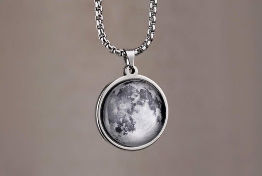 Custom Moon Necklace For Men, Moon Phase Jewelry, Personalized Anniversary Gift For Him, Birthday Gift For Dad, Father, Boyfriend Gift, RP.1
