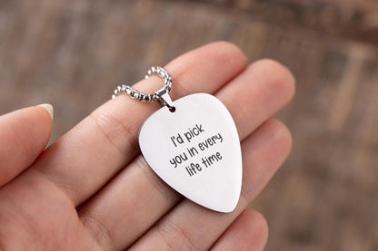 Guitar Pick Necklace with Fingerprint, Musician Remembrance Keepsake, Loss of Music Lover, Bereavement Gift, Father Memorial Grief Gift, C.2