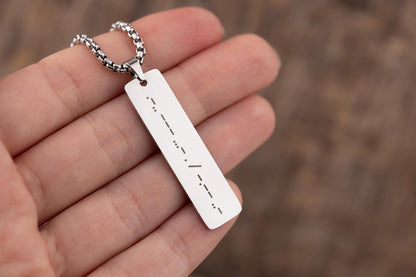 Custom Morse Code Necklace for Men, Birthday Gift for Boyfriend, Personalized Fathers Day Gift for Dad, Message Pendant for Him, KP.2/C.2