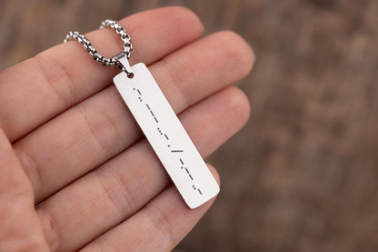 Necklace with Morse Code For Men, Custom Birthday Gift For Dad, Boyfriend, Personalized Fathers Day Gift, Custom Text Pendant Him, KP.2/C.2