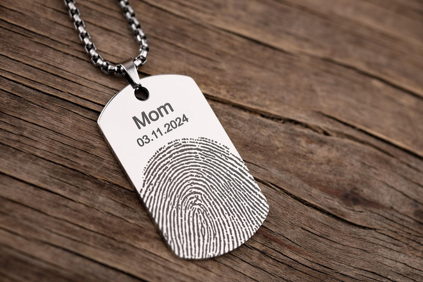 Actual Fingerprint Necklace For Him, Custom Memorial Pendant For Men, Personalized Grief Gift With Handwriting, Loss Of Father Keepsake, C.2