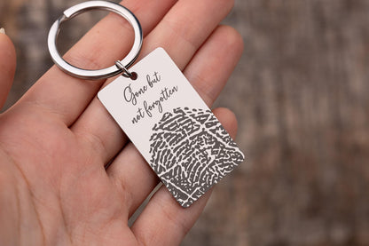 Memorial Keychain with Actual Thumbprint - Personalized Fingerprint Remembrance Gift - Custom Engraved Keyring for Loss of Father, C.2