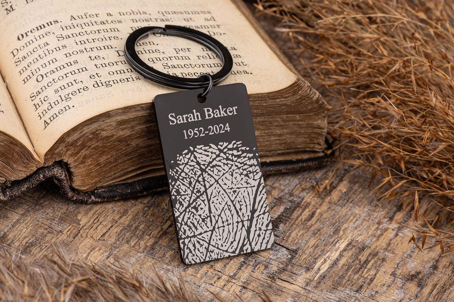 Memorial Keychain with Actual Thumbprint - Personalized Fingerprint Remembrance Gift - Custom Engraved Keyring for Loss of Father, C.2
