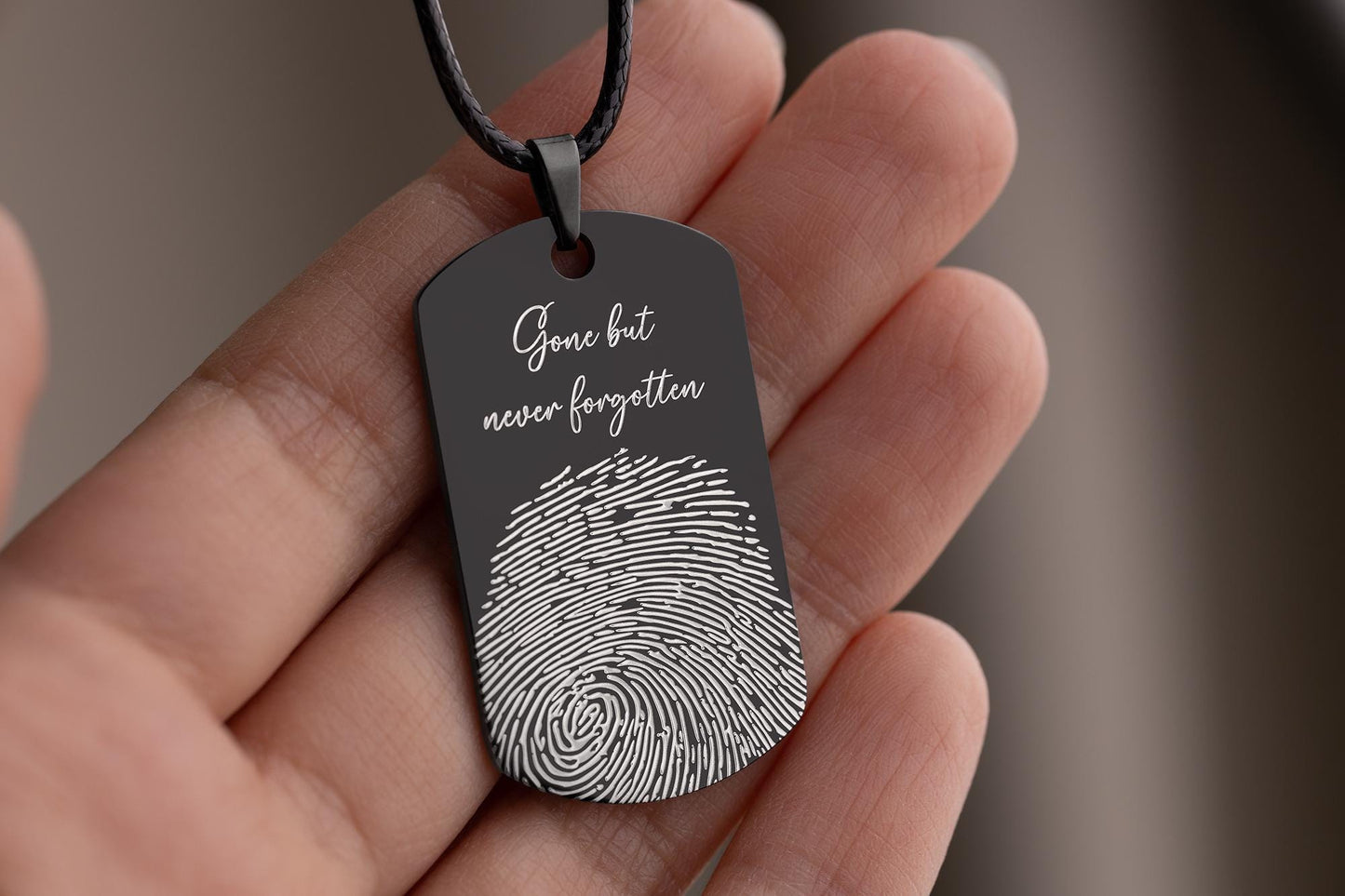 Actual Fingerprint Necklace For Him, Custom Memorial Pendant For Men, Personalized Grief Gift With Handwriting, Loss Of Father Keepsake, C.2