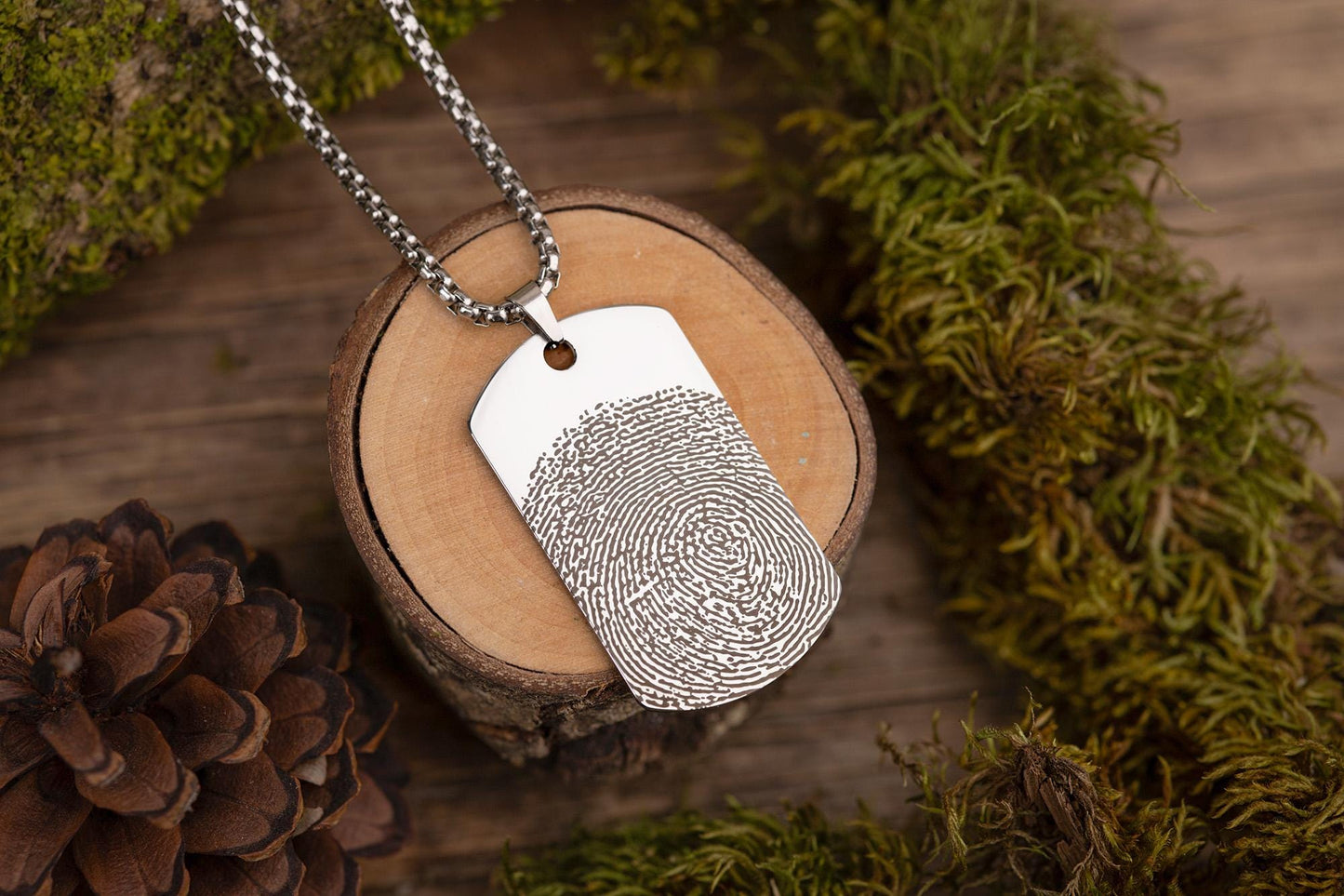 Memorial Fingerprint Necklace, Loss Of Mother or Father, Custom Thumbprint Keepsake Pendant for Him, Personalized Grief Gift for Men, C.2