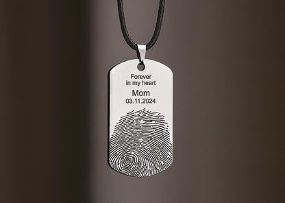 Actual Fingerprint Necklace For Him, Custom Memorial Pendant For Men, Personalized Grief Gift With Handwriting, Loss Of Father Keepsake, C.2