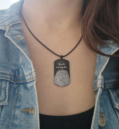 Actual Fingerprint Necklace For Him, Custom Memorial Pendant For Men, Personalized Grief Gift With Handwriting, Loss Of Father Keepsake, C.2