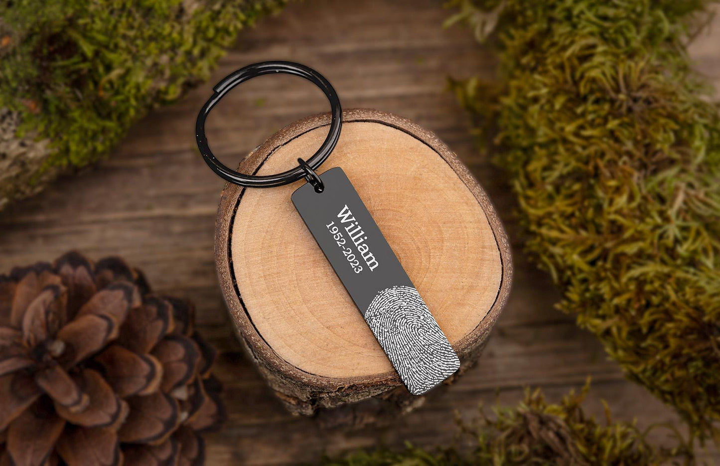 Actual Handwriting And Fingerprint Memorial Keychain, Laser Engraved Custom Keyring, Personalized Grief Gift With Signature Inscription, C.2